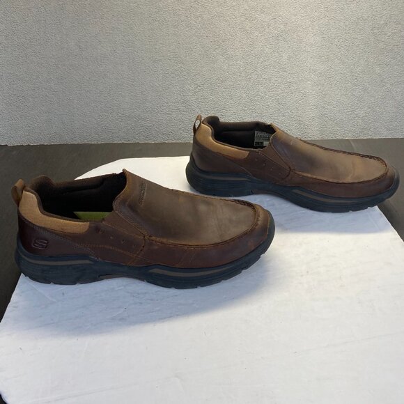 Skechers Shoes Relaxed Fit Seveno Mens Sz 11.5 Brown Leather Slip On‎ 66146 - Picture 2 of 16